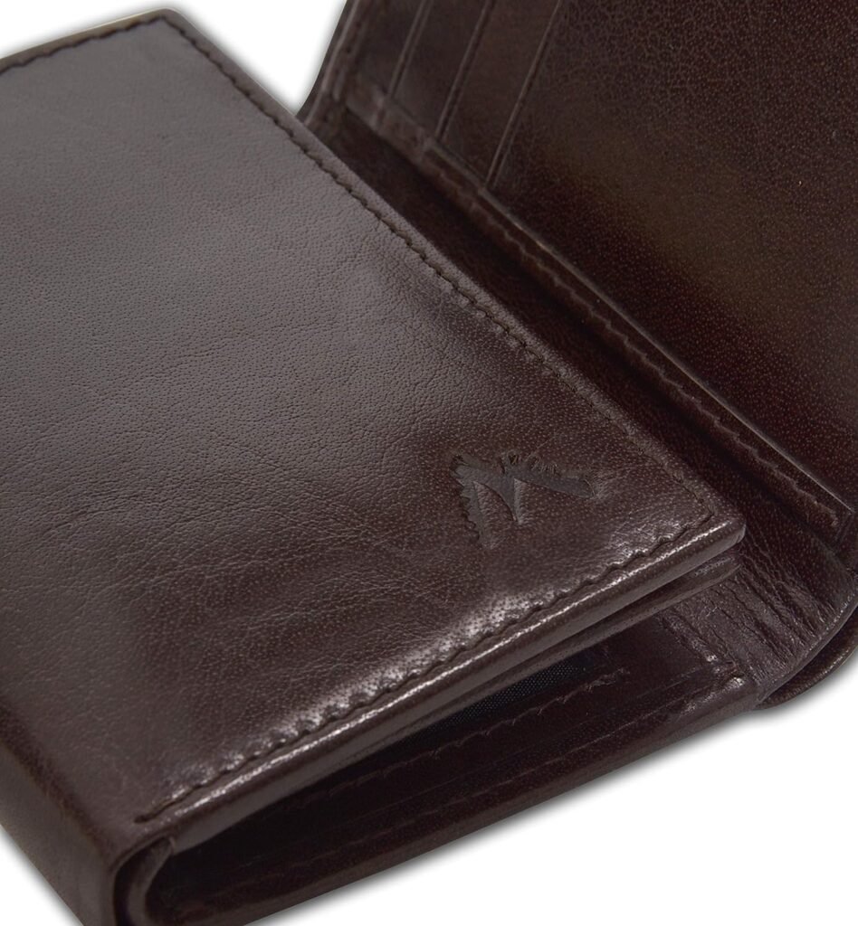 Handcrafted RFID Leather Wallet For Men, Sleek Trifold Front Pocket Wallet with 2 ID  9 Cards Slots
