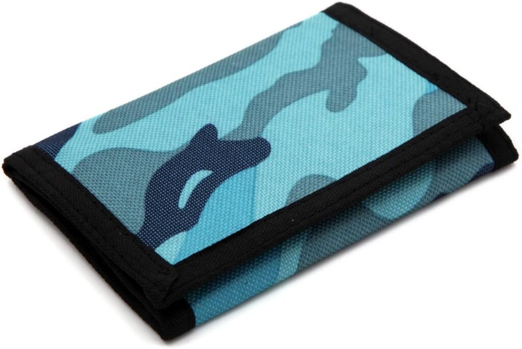 JONYEE Kids Wallet for Boys and Girls, Novelty Wallet for Boys Ages 5-7, Camo Teen Wallet for Kids Birthday Gifts (Blue)