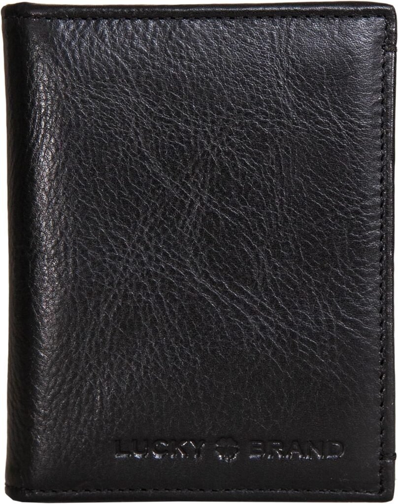 Lucky Brand Mens Embossed Trifold and L-fold Wallet (Available in Cotton Canvas Or Leather)