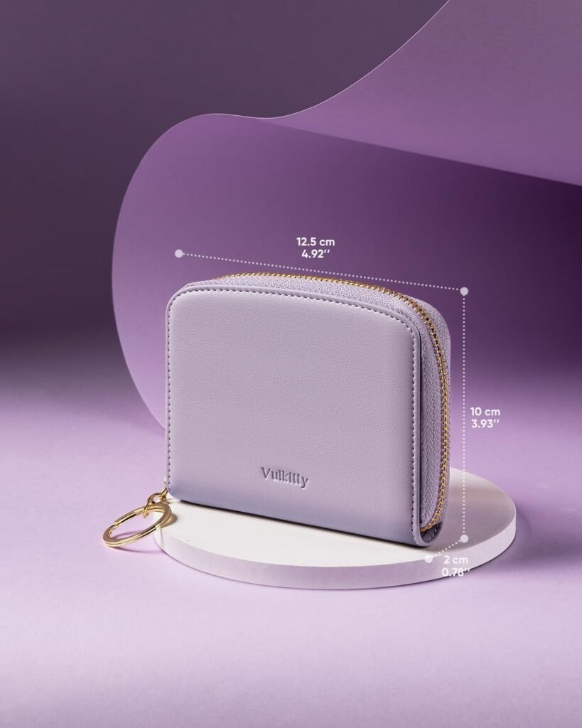 Small Wallet For Women RFID Blocking With Zipper Around Case Trifold Compact Leather Card Purse with Coin Pocket Lilac