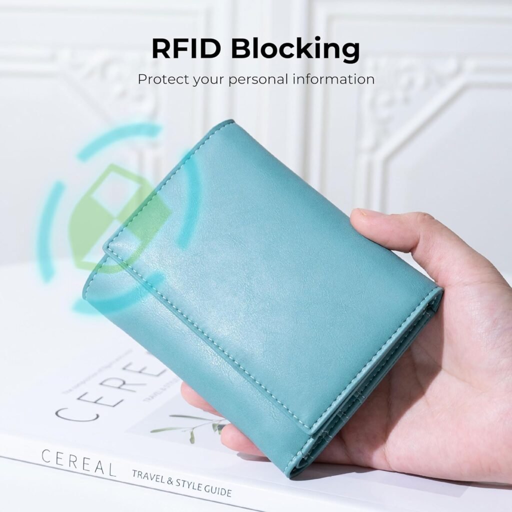 Alldaily Trifold Small RFID Blocking Wallet Slim Credit Card Wallet with with Zipper Pocket (Purist Blue)