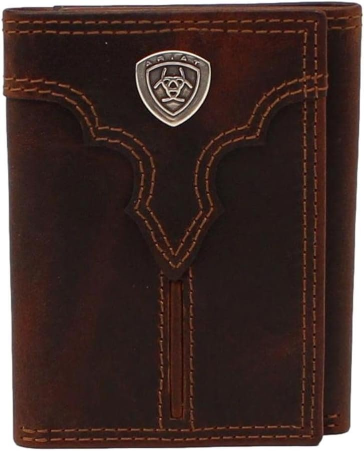 ARIAT Mens Trifold Wallet Brown