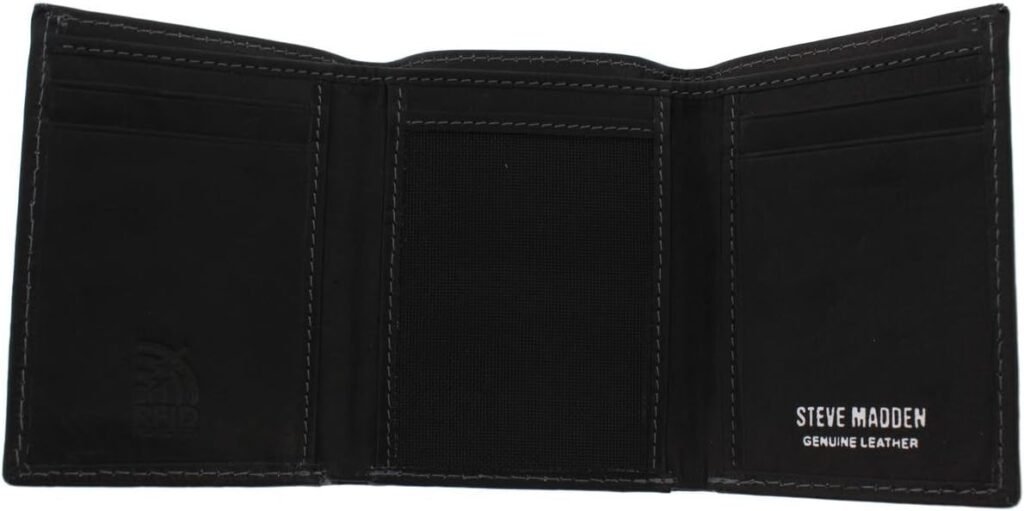 Steve Madden Mens RFID Trifold Wallet with Id Window