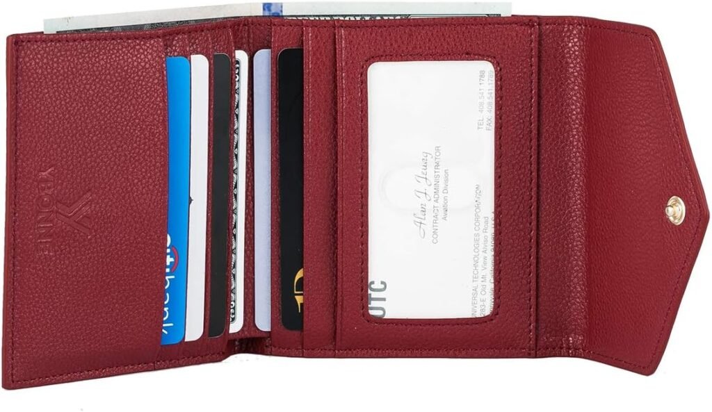 Womens Small Compact Bifold Pocket Wallet, Made of Finest Genuine Leather (Black)