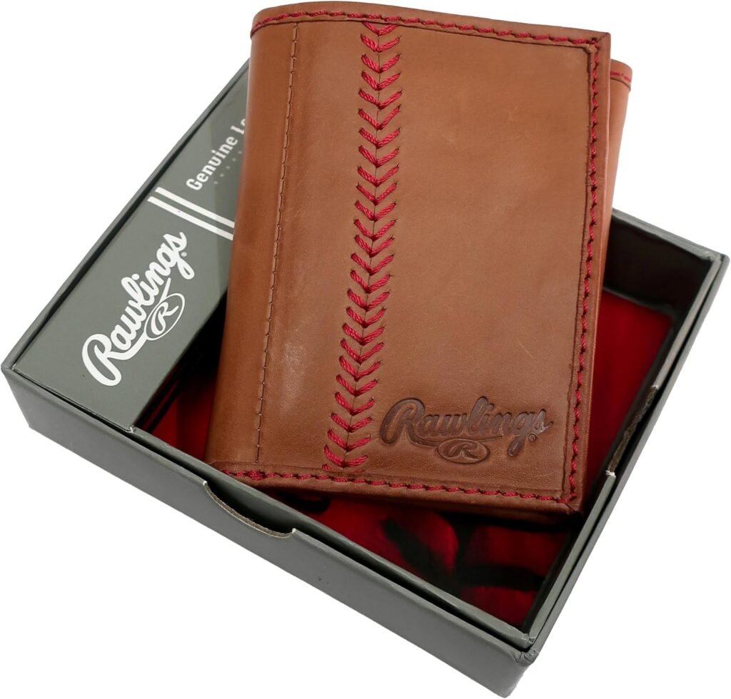 Rawlings Baseball Stitch Trifold Wallet Brown