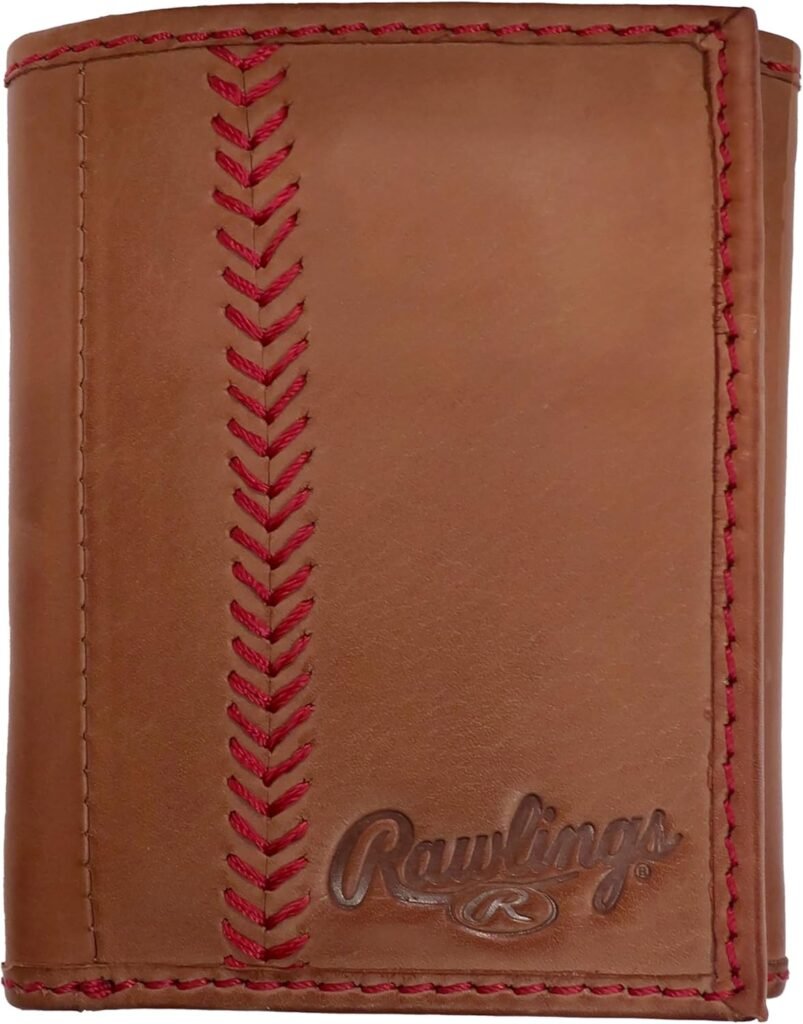 Rawlings Baseball Stitch Trifold Wallet Brown