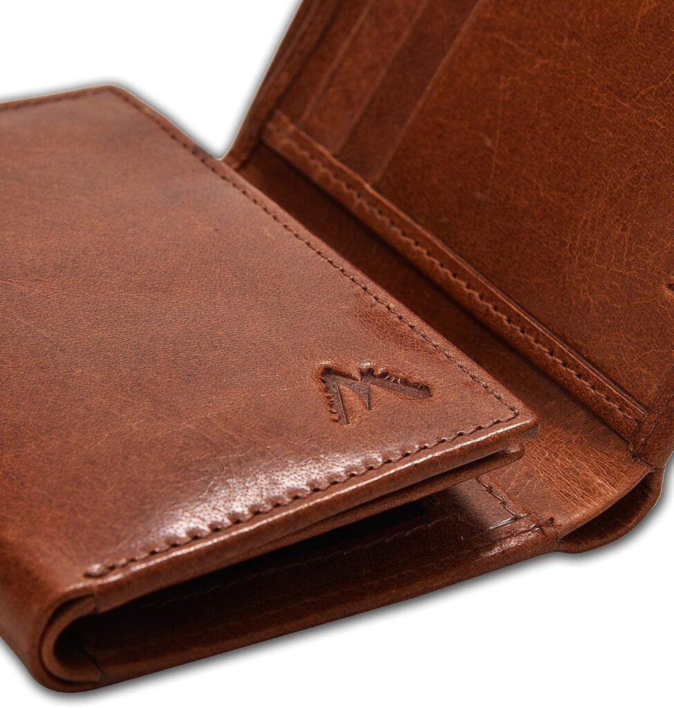 Handcrafted RFID Leather Wallet For Men, Sleek Trifold Front Pocket Wallet with 2 ID  9 Cards Slots