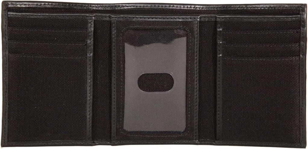 Harley-Davidson Mens Patch Cotton Canvas  Leather Tri-Fold RFID Wallet - Black